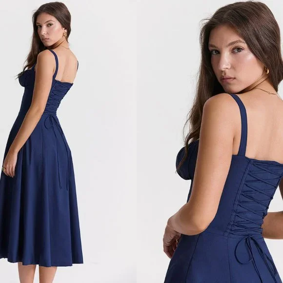 House of CB 'Carmen’ French Navy Bustier Sundress NWOT - Picture 5 of 12